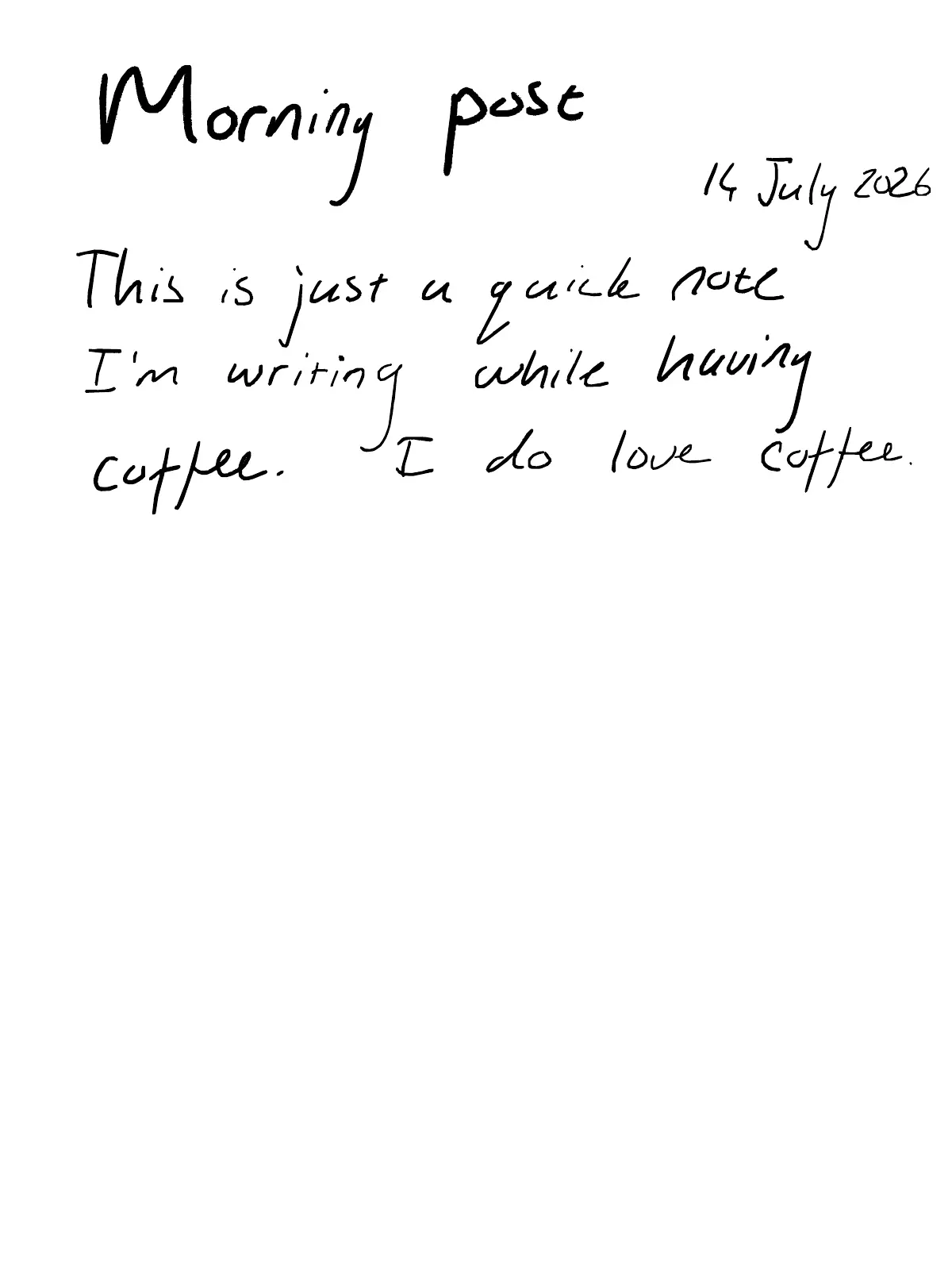 Morning post, first handwritten page
